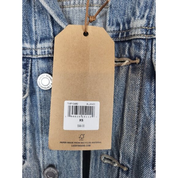 Lucky Brand Women’s XS Denim Jean Jacket NWT Distressed Fall * Retails $99 - Picture 3 of 8